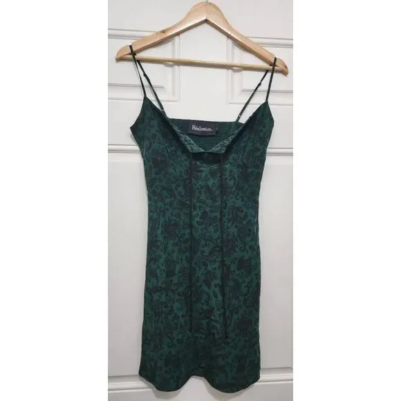 Realisation womens small teal green paisley shift dress mini slip romantic - Picture 2 of 8